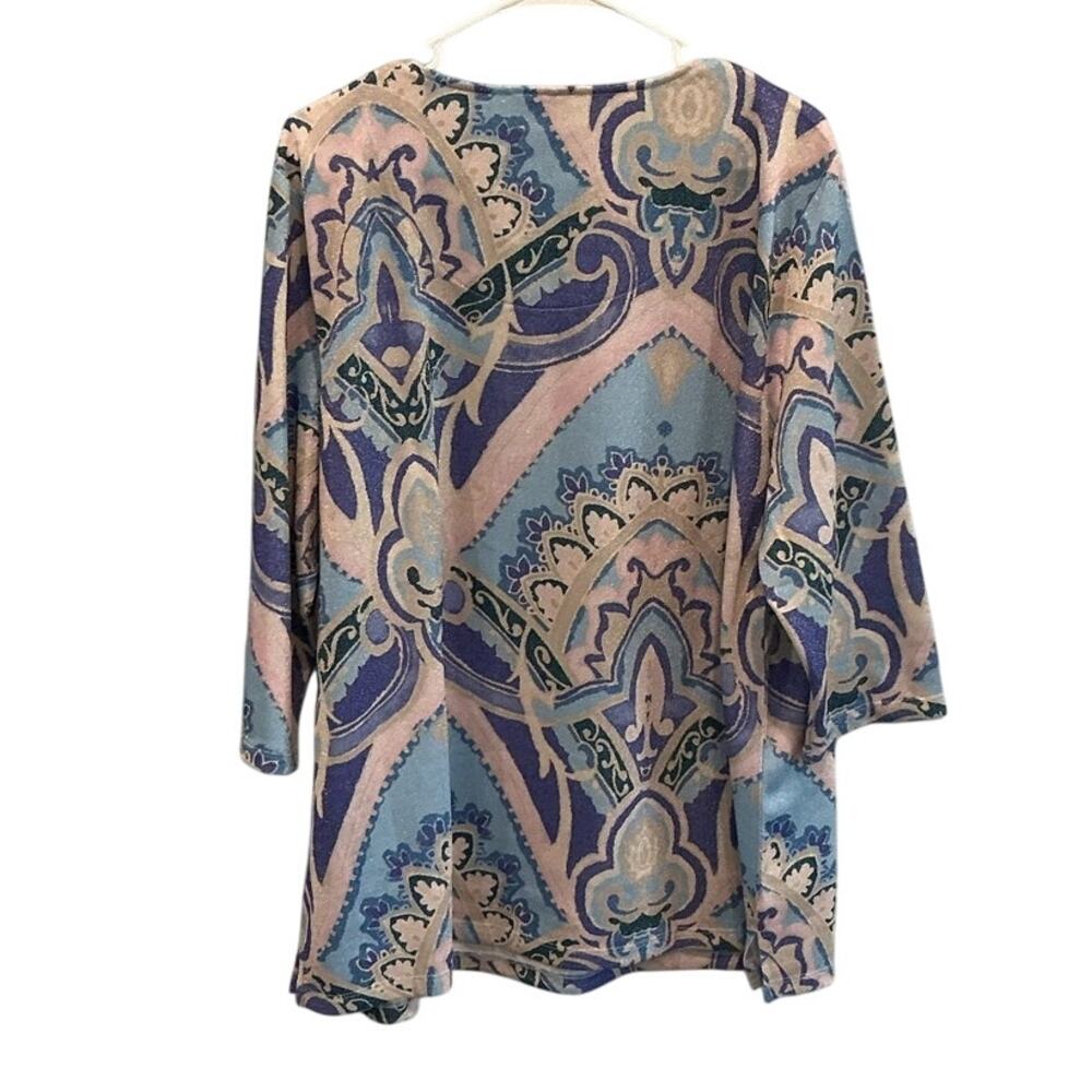 Chicos Womens Lightweight Knit Tunic Top Blue Pink Office Summer Size 4 XXL 2X - Picture 4 of 6